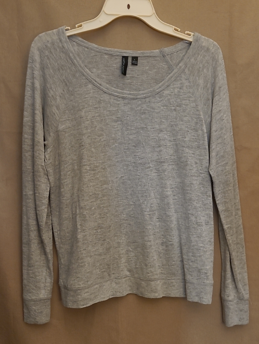 Cynthia Rowley Light Gray Long Sleeve Scoop Neck Top